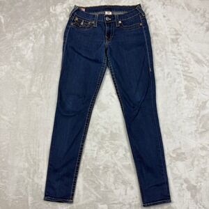 True Religion Women's Navy Blue Denim Jeans Skinny USA Made Size 30